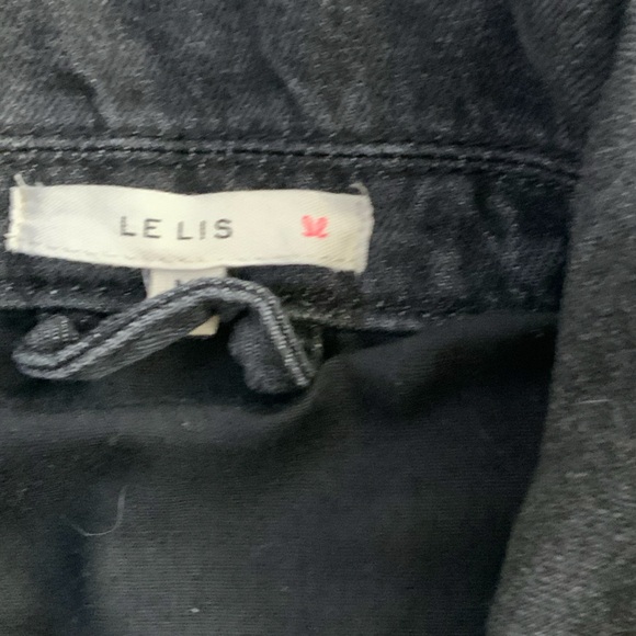 Le Lis Black Jean Cropped Jacket with Ruffle Accents SZ medium - Picture 5 of 6